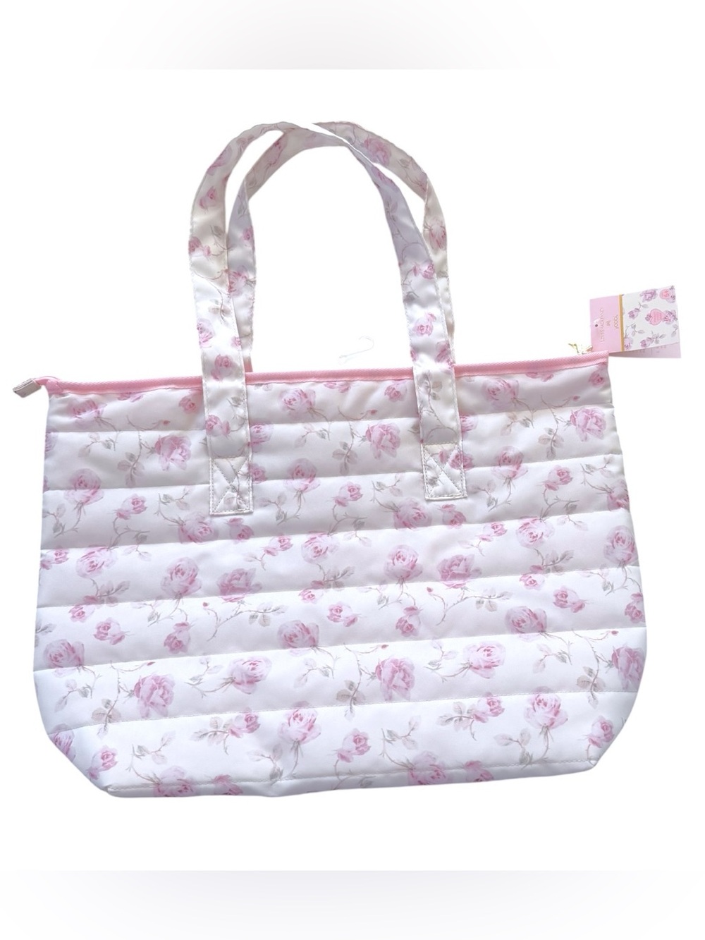 NWT LoveShackFancy x Target Yoobi Ribbon Rosa Quilted Tote Bag Pink Floral